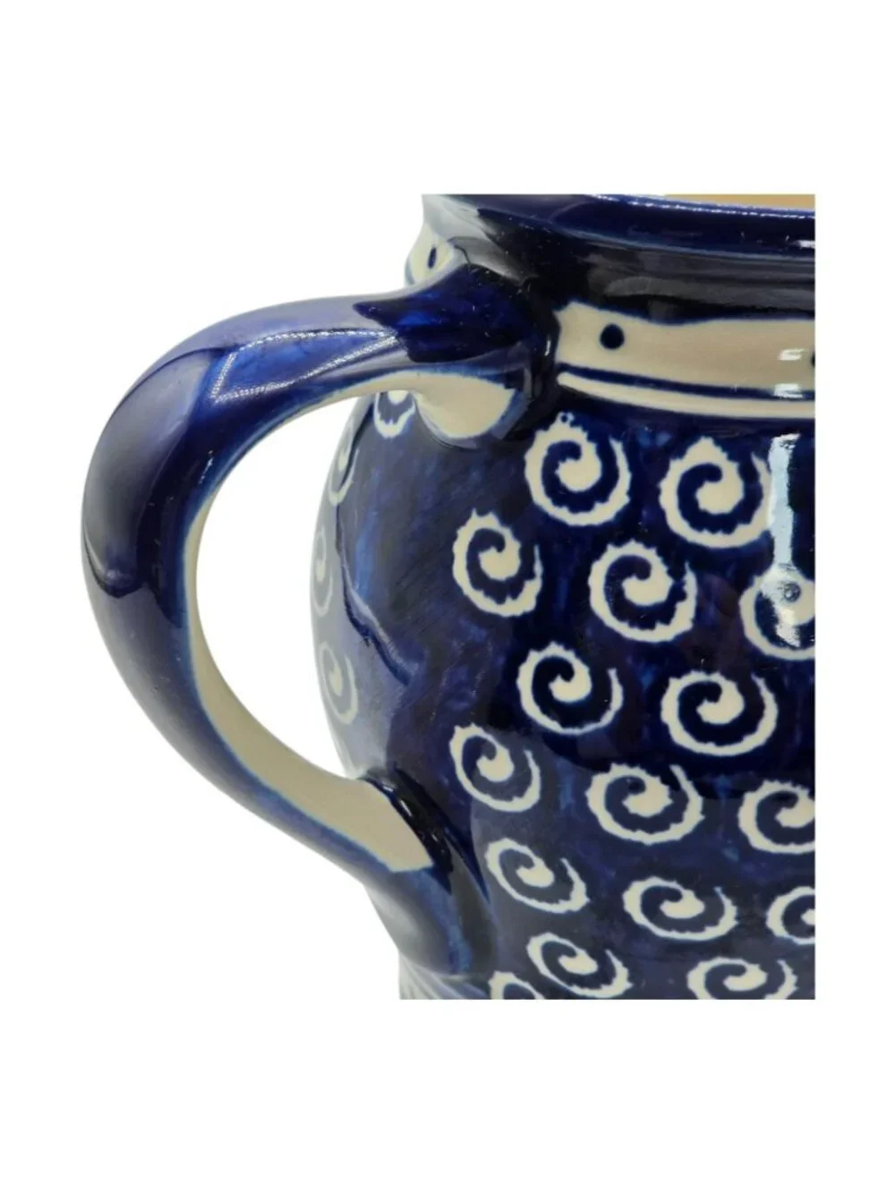 Handmade Polish Pottery Boleslawiec K9 Blue White Swirl Pattern Ceramic Pitcher